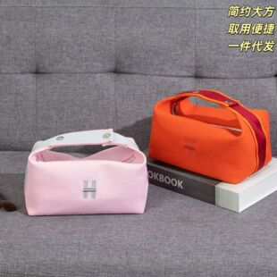 高级感帆布手提化妆包大容量旅行便捷化妆洗漱包简约多功能收纳袋