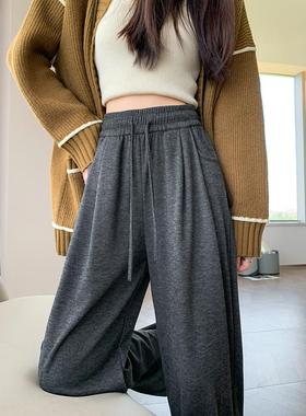 Rouje Dsyle阔腿裤女秋冬加绒窄版直筒垂感糯米裤小个子休闲裤子