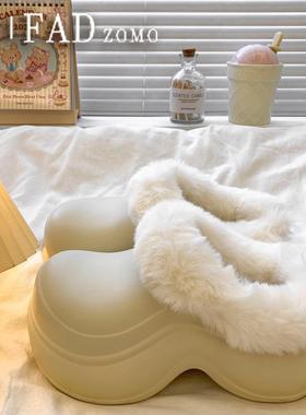 法国Fad Zomo厚底增高包头拖鞋女外穿秋冬季加绒洞洞鞋小个子棉拖