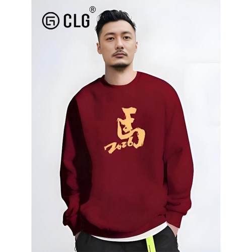 香港CLG潮牌秋冬款卫衣男加绒加厚印花宽松情侣装马年本命年衣服