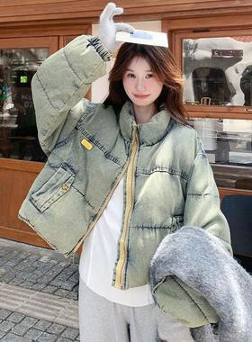 Lusam 牛仔羽绒服女短款2025冬季新款小个子保暖加厚90白鸭绒外套