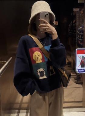 IT UNDER GARDEN 覆古短款无帽上衣女秋冬小个子oversize慵懒圆领