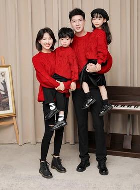 韩国街头风格家庭服装三口之家2025新款秋装母子母女新年冬装经典