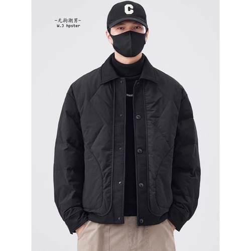 it neith BIAS潮牌翻领羽绒服男冬季轻薄鸭绒工装夹克保暖外套