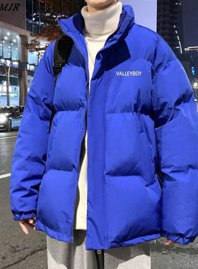 羽绒棉服男冬季2025年新款无性别加厚保暖蓝色外套潮牌情侣面包服