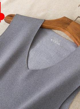 德绒无痕保暖背心男士秋冬季内穿发热打底内衣加绒加厚无袖马甲bx