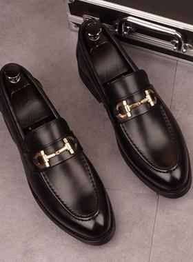 皮鞋男款冬季加绒2024新款男鞋子商务正装休闲软底男士豆豆鞋