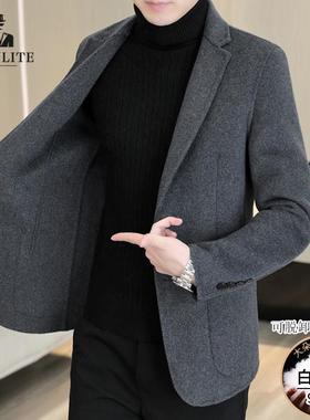 FALVLITE秋冬双面呢男士西装全羊毛男装秋冬羽绒内胆纯色羊绒大衣