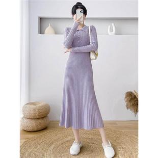 法国Rouje 毛衣裙A字裙子 Dsyle茶歇裙收腰显瘦针织连衣裙女秋冬季