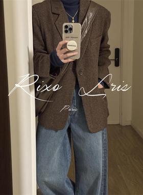 RIXO LRIS法式美拉德西装外套女秋冬季小个子高级感气质呢子大衣