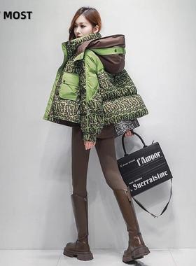 LILY MOST潮牌印花高端羽绒服女短款冬季设计感小众白鸭绒外套女