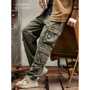 裤 潮牌it 军绿色工装 BIAS美式 男秋冬加绒显高多口袋松紧腰 neith