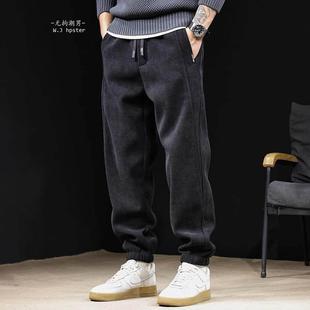neith 加绒宽松大码 BIAS潮牌新款 男秋冬款 束脚 雪尼尔运动卫裤