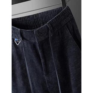 男松紧腰裤 PALM 保暖裤 宽松直筒秋冬款 子 CITY加厚雪尼尔休闲裤