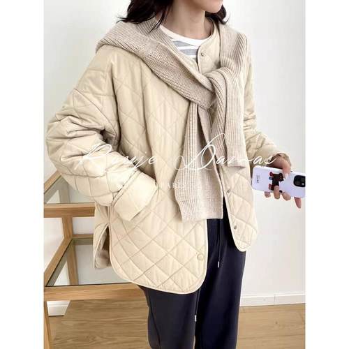 Rouje Damas法式轻薄菱格羽绒棉服女小个子夹棉保暖棉衣厚外套冬