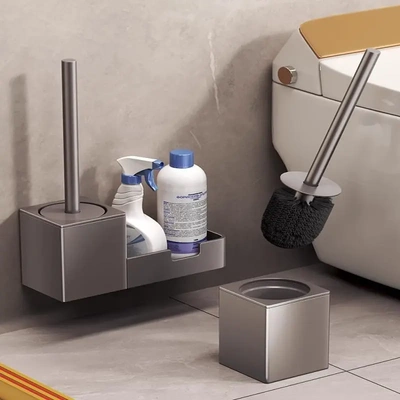 太空铝马桶刷家用无死角厕所刷子耐用卫生间置物架壁挂便池清洁刷