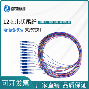 电信级LC12芯单模1.5米小方头0.9mm束状尾纤