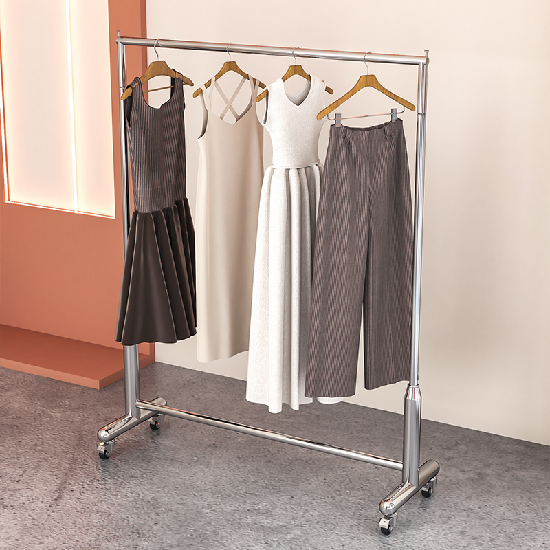 带轮中岛落地式不锈钢服装店