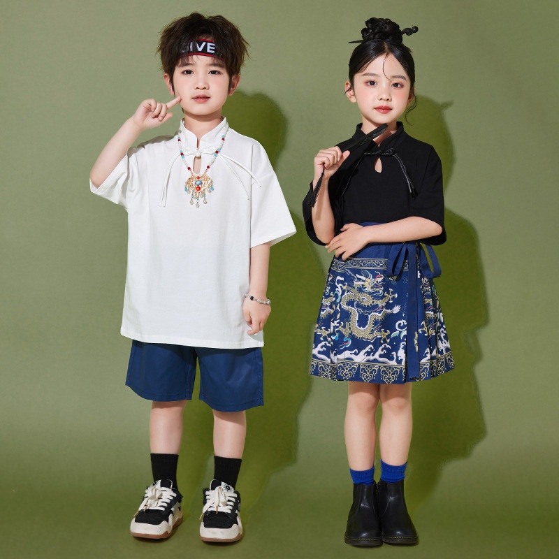 儿童中国风马面裙合唱服幼儿园啦啦队小学生运动会开幕式演出服装