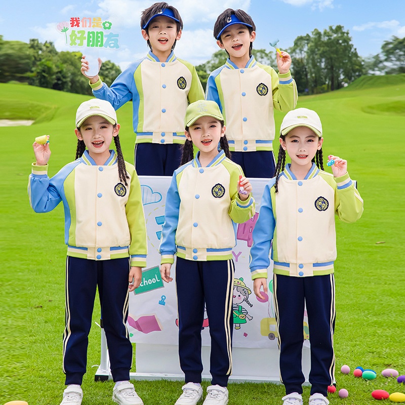 小学生校服春秋款棒球服套装幼儿园园服儿童班服湖州织里厂家直销