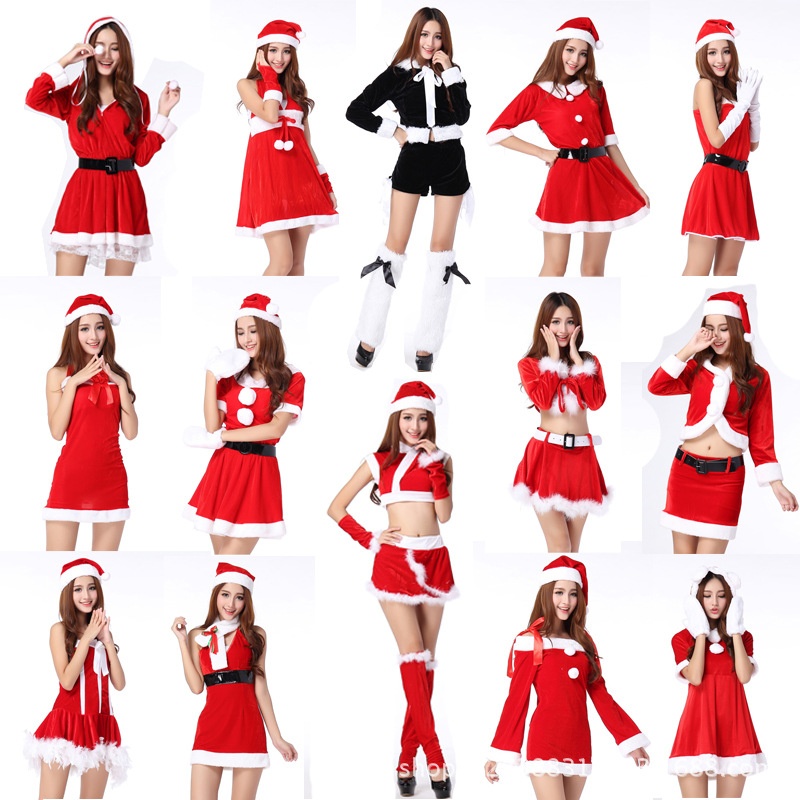 欧美外贸圣诞节服装成人男女圣诞老人演出服派对性感制服 亚马逊