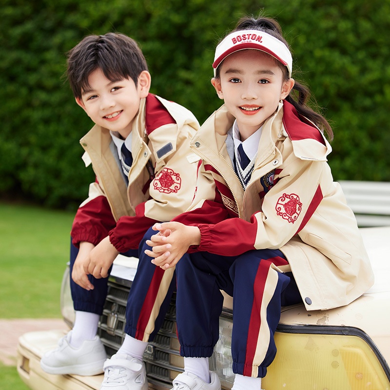 幼儿园园服秋冬装冲锋衣民族风七件套一年级班服小学生校服中国风