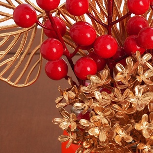 春节装 旦过年福桶插花年宵花新年送礼物 饰布置摆件发财果仿真花元