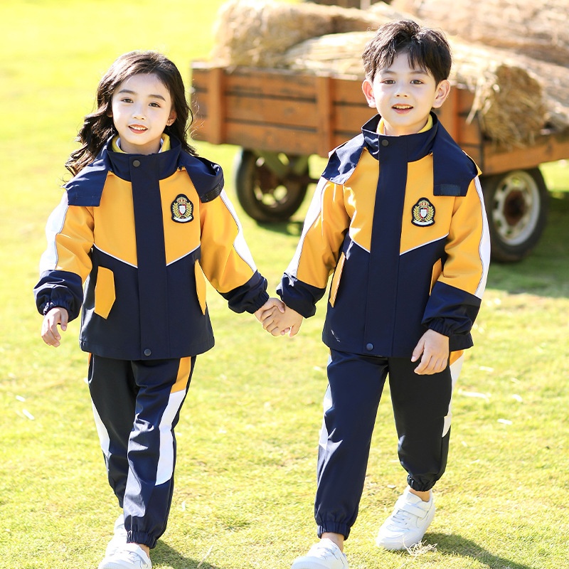 秋冬季儿童装英伦学院风初中小学生冲锋衣校服班服幼儿园园服外套