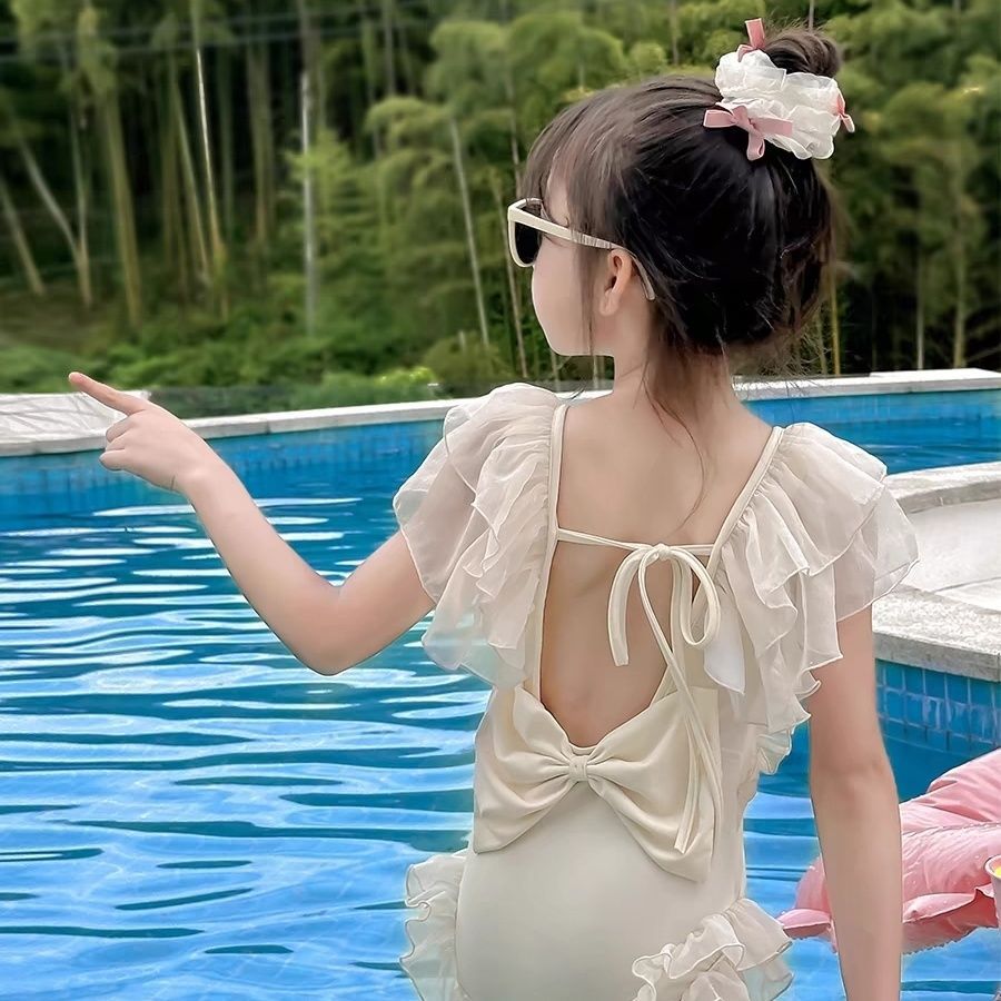 女童连体泳衣儿童夏装2025新款洋气女孩速干泡温泉泳装游泳衣服