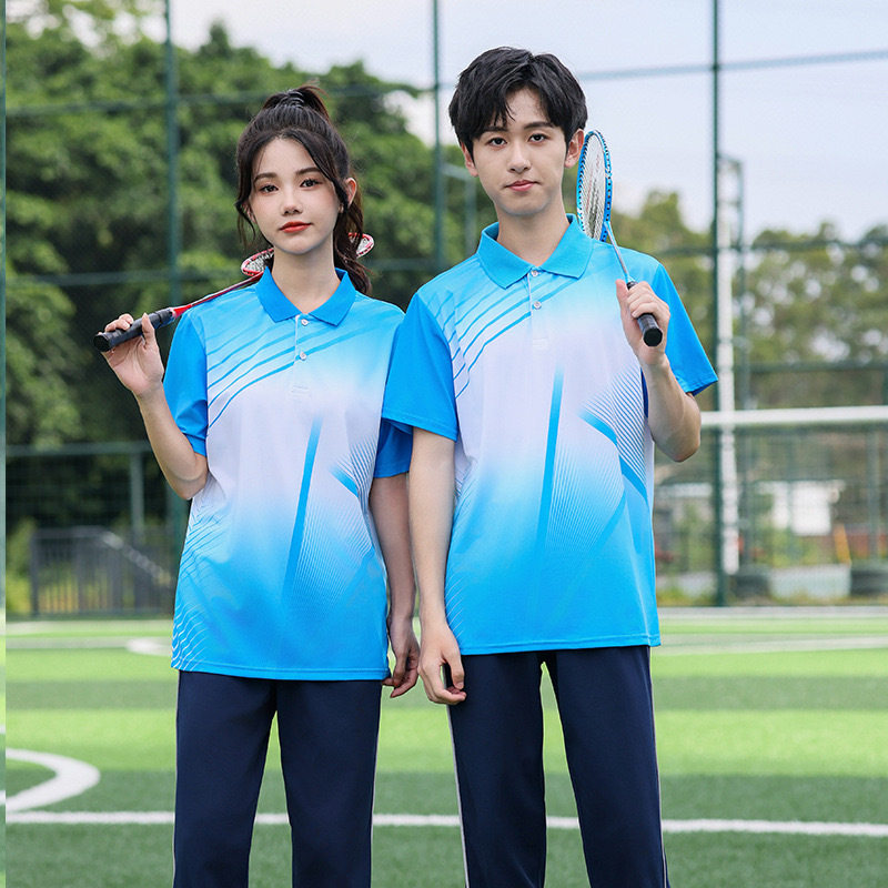 夏季短袖运动套装男女情侣款羽毛球服学生初高中小学运动校服班服