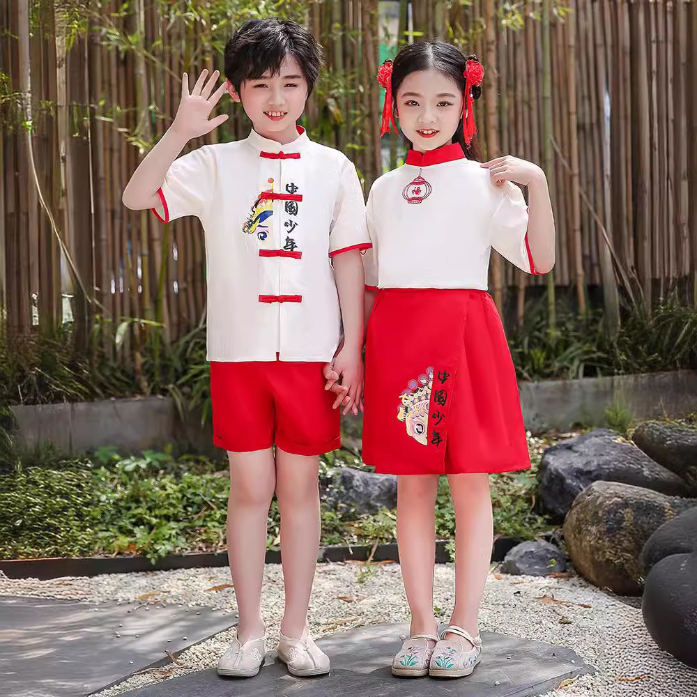六一儿童演出服少年说小学生朗诵合唱服女童幼儿园表演服装短袖