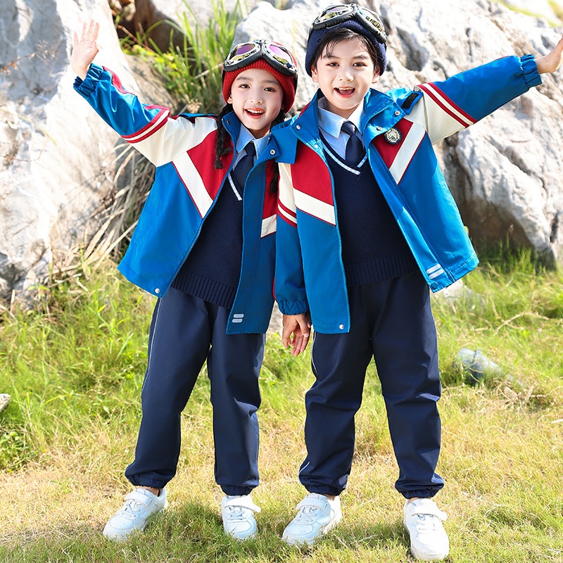 幼儿园园服冲锋衣班服春秋款套装儿童小学生秋冬季校服运动会服装