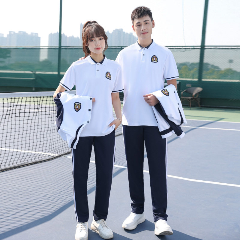 春秋季初中生运动长袖班服高中小学生夏季校服套装男女款T恤短袖