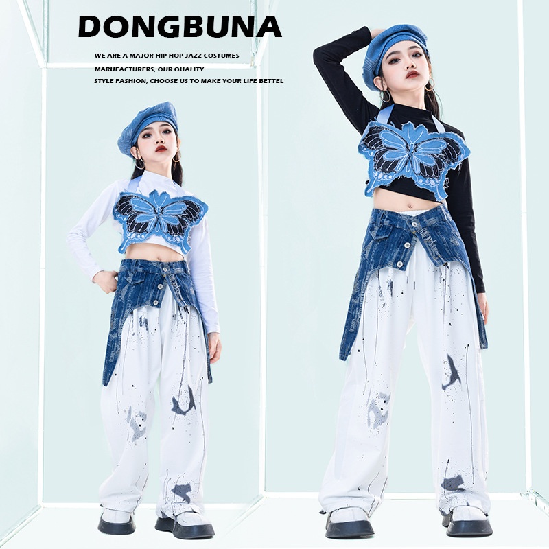 儿童爵士舞演出服练功时髦bboy模特走秀表演服女童洋气舞蹈练功