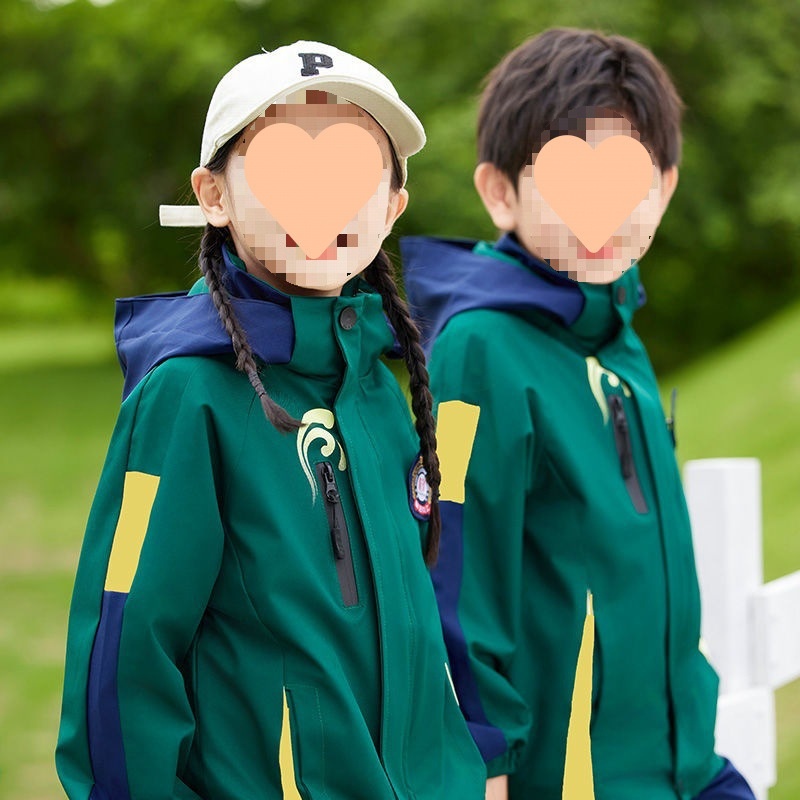 幼儿园园服春秋冬学院风小学生墨绿色冲锋衣校服三合一班服五件套
