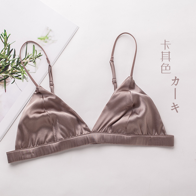 百搭舒适无钢圈文胸无胸垫小胸软杯真丝弹力薄款桑蚕丝法式性感