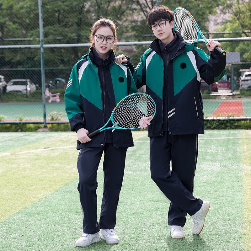 初中小学生校服冬季冲锋衣三件套高中生班服男女款加绒加厚套装