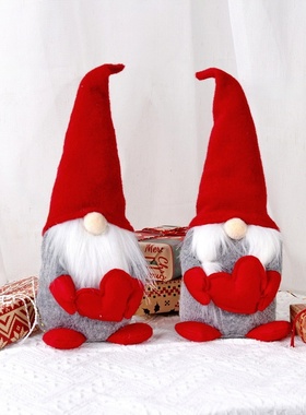 圣诞节装饰品红色爱心无脸老人娃娃摆件浪漫情侣礼物家居装饰公仔