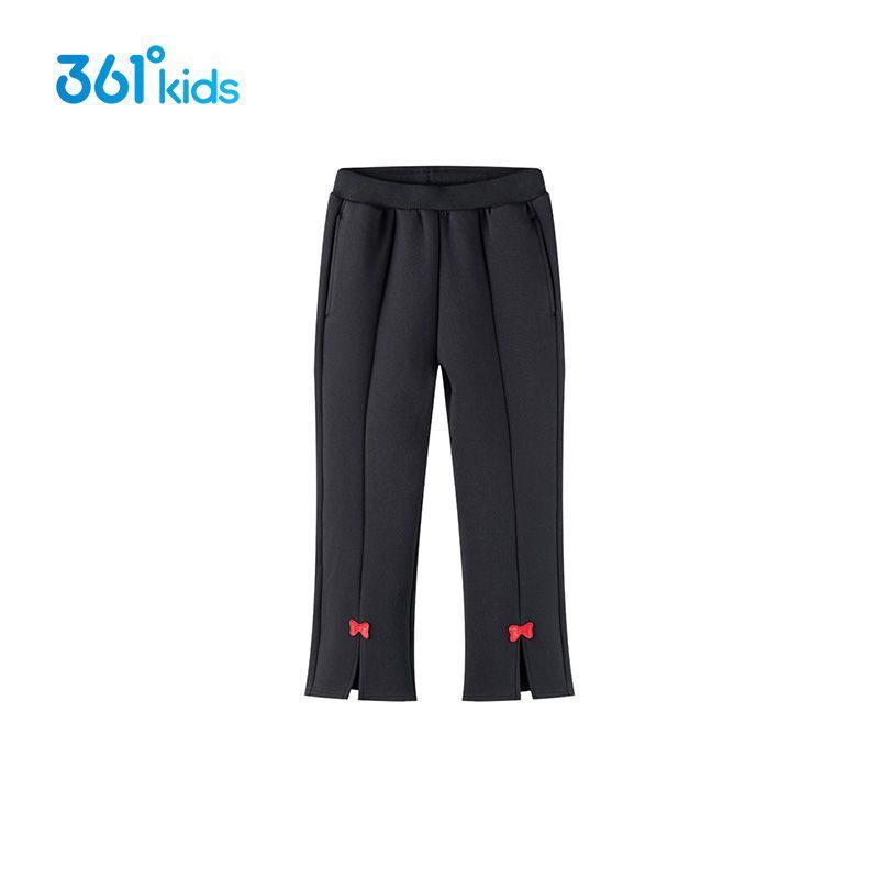 361度正品童装女童开叉休闲裤2025春季蝴蝶结喇叭裤小童休闲长裤