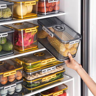 冰箱收纳盒食品级家用食材沥水鸡蛋盒水果蔬菜存放计时密封保鲜盒
