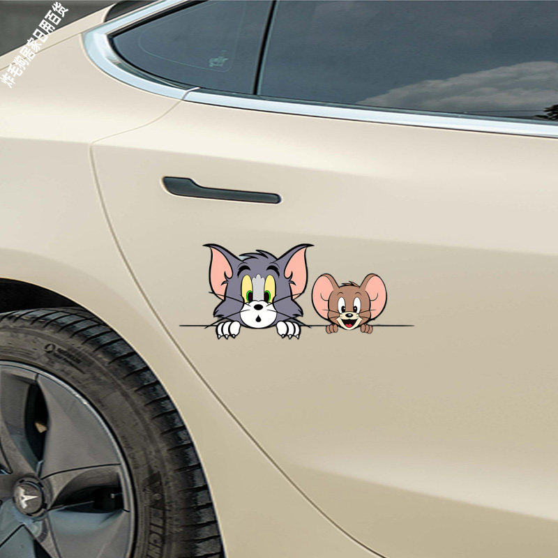 汽车贴纸猫和老鼠创意卡通车贴电动摩托车身玻璃搞笑创意划痕车贴,汽车用品/电子/清洗/改装,汽车装饰贴/反光贴,淘宝优惠券,粉丝福利购,淘宝优惠卷