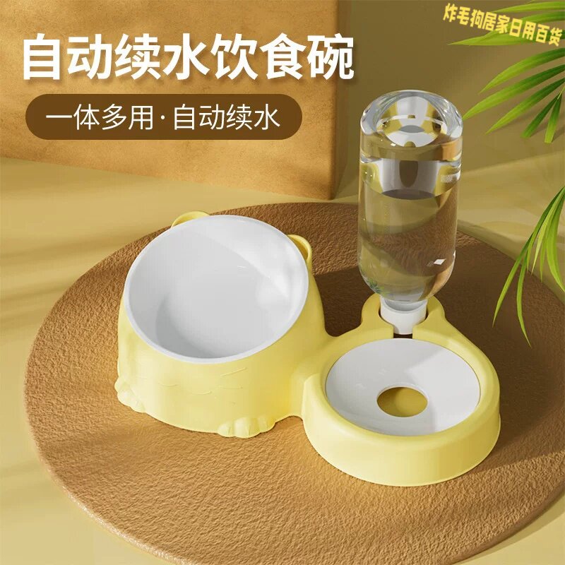 猫狗通用护颈双碗自动续水喂食器