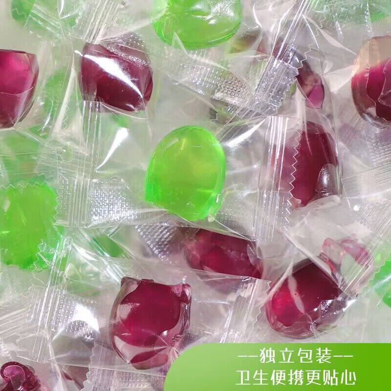 可手剥皮葡萄软糖橡皮糖小袋装葡萄爆浆水果汁夹心糖果儿童零食