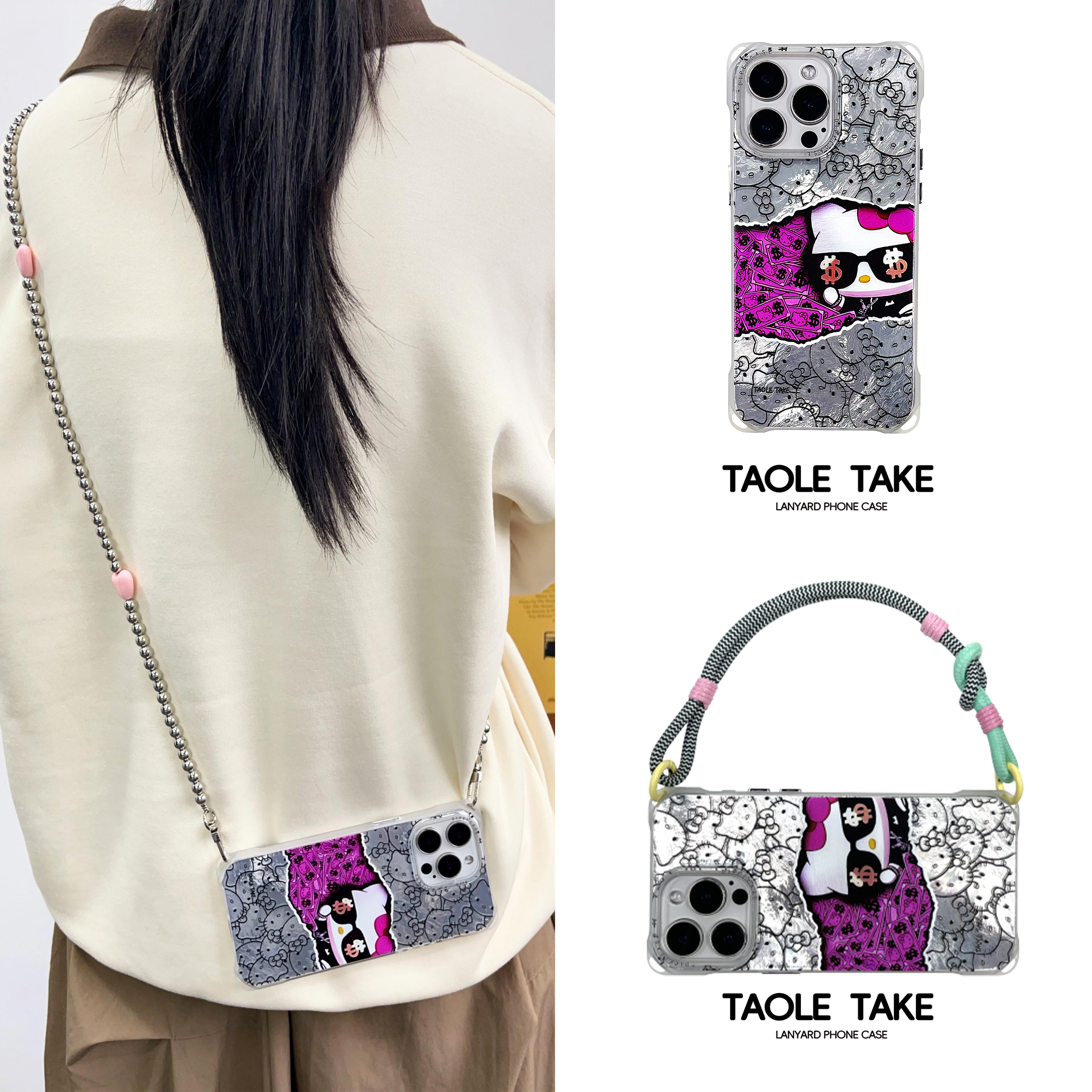 小米14可爱财迷KT猫手机壳挂绳女