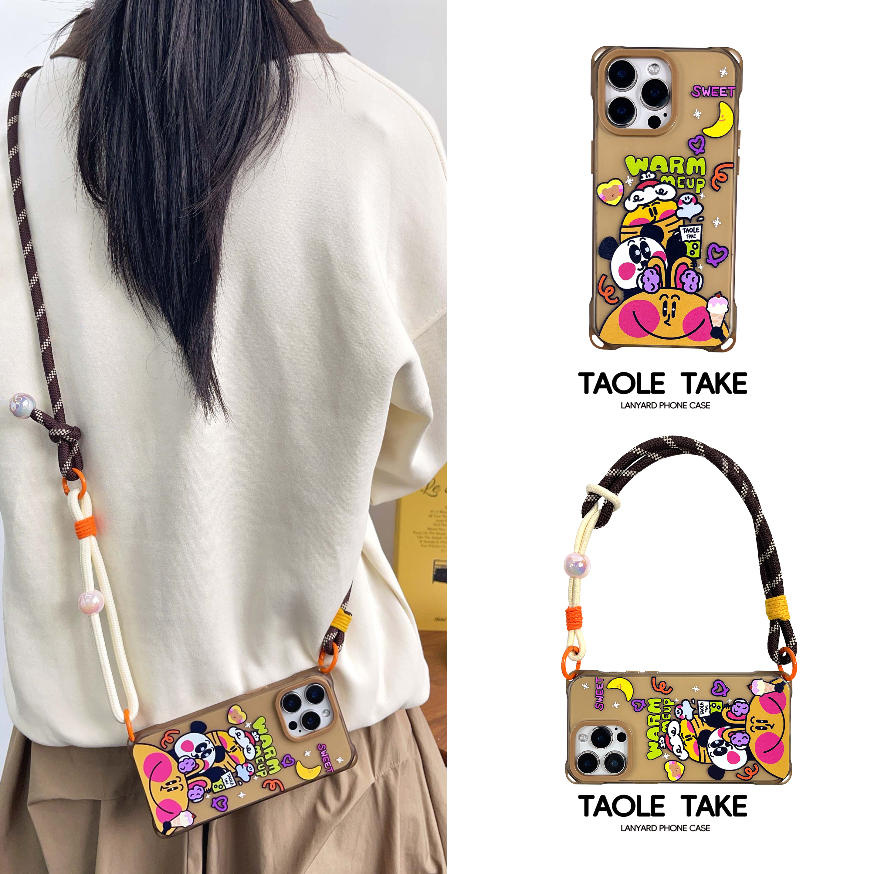 华为挂绳防摔可爱叠叠乐手机壳