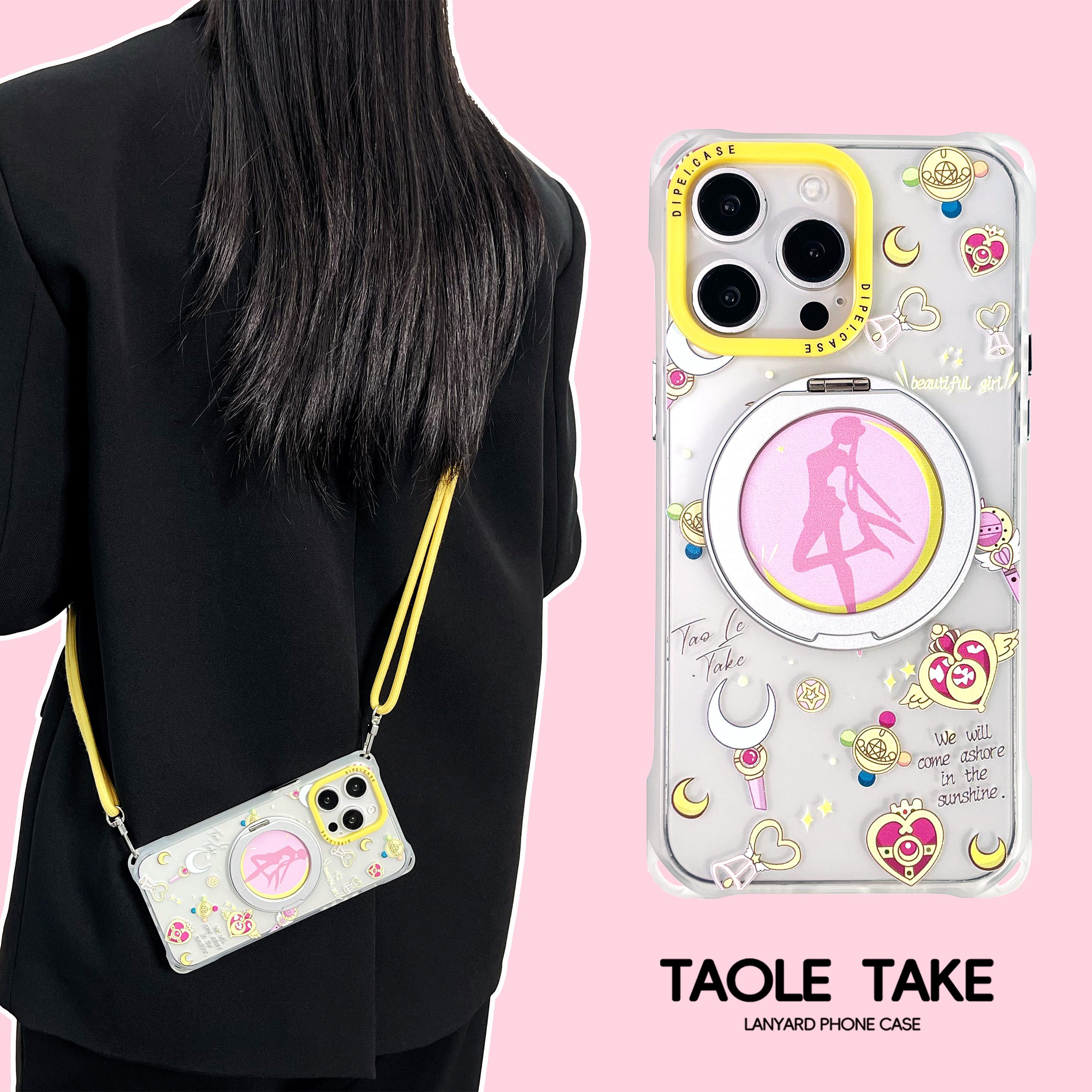 美少女战士新款360°磁吸旋转支架适用苹果17promax挂绳斜挎手机壳华为mate70pro可调节背带防摔支点壳小米15,3C数码配件,手机保护套/壳,淘宝优惠券,粉丝福利购,淘宝优惠卷