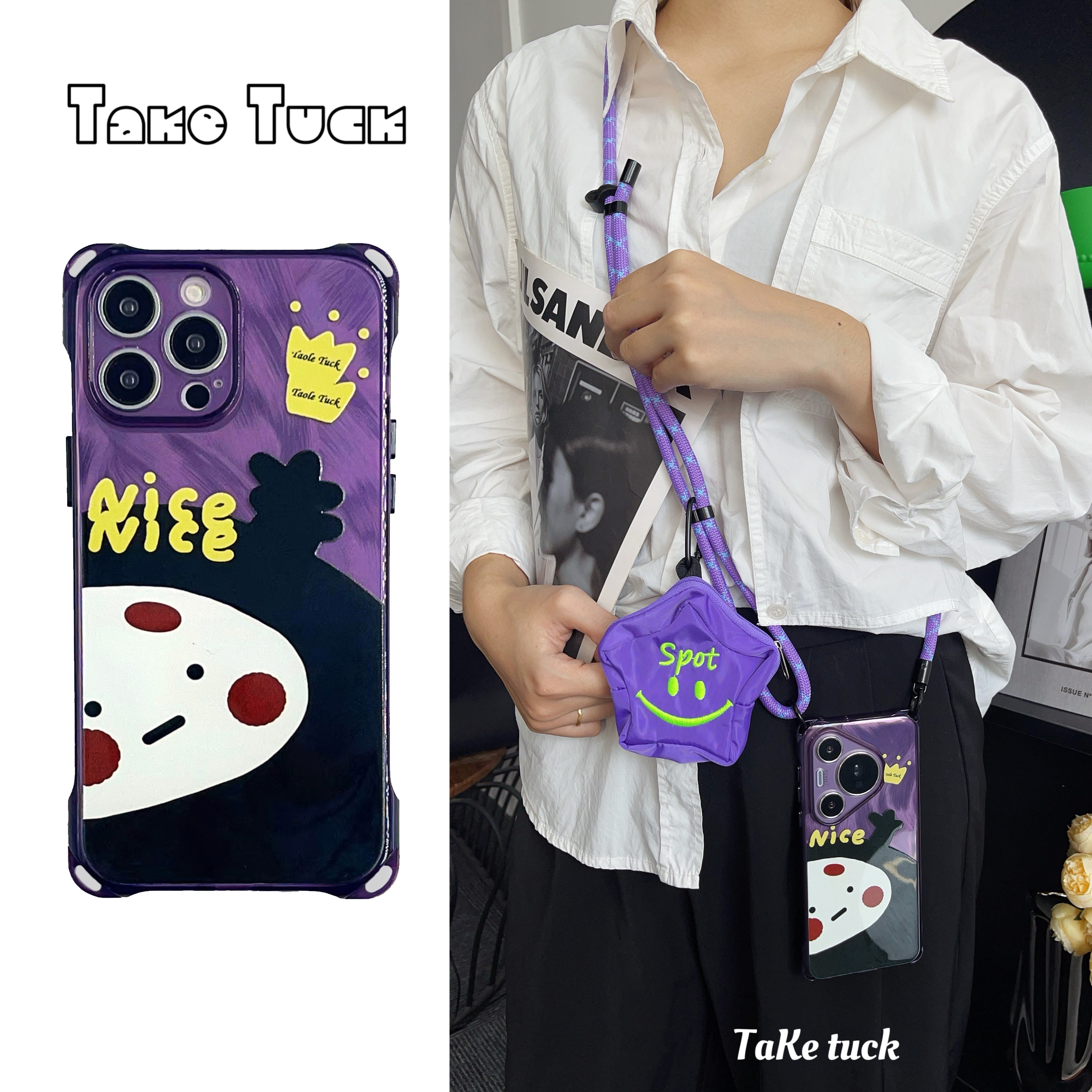 无脸男透紫硅胶挂绳手机软壳全包