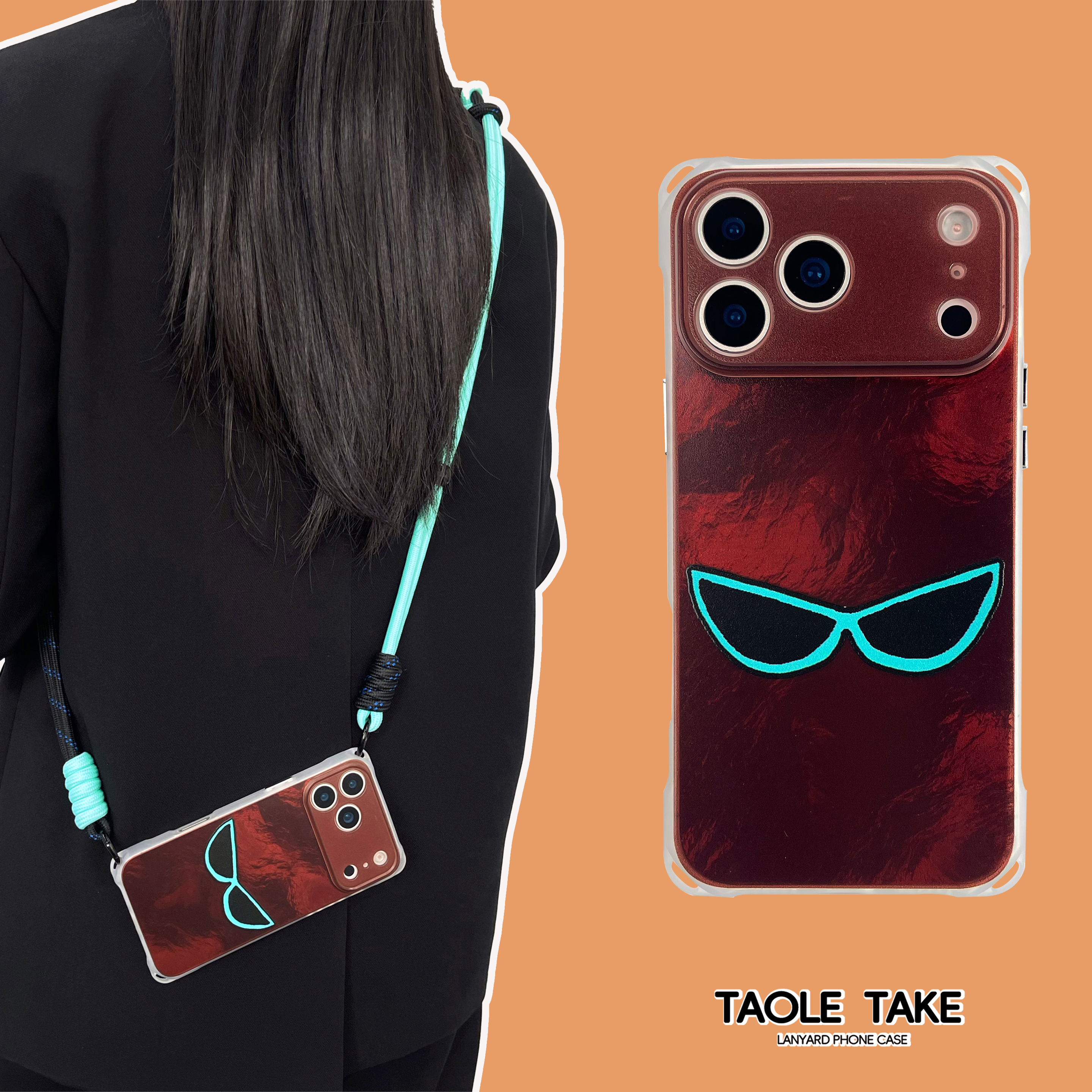 赵露思同款”潮酷墨镜斜挎手机壳