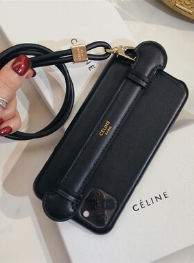 专柜挂脖手腕/手机壳适用苹果11/v12proma带真皮xs防摔iphone8Pxx