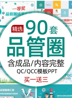 品管圈PPT模板qcc代制作 pdca案例护理医疗圈徽成果汇报循环工作